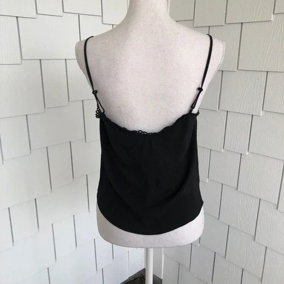 BB Dakota Women's Black One Hot Minute Button Front Bubble Crepe Cami Tank sz S - Picture 6 of 7